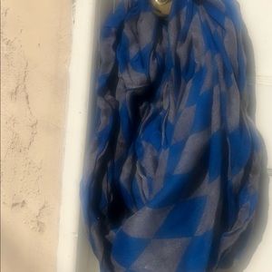 Women’s Blue & Grey Checkered Infinity Scarf